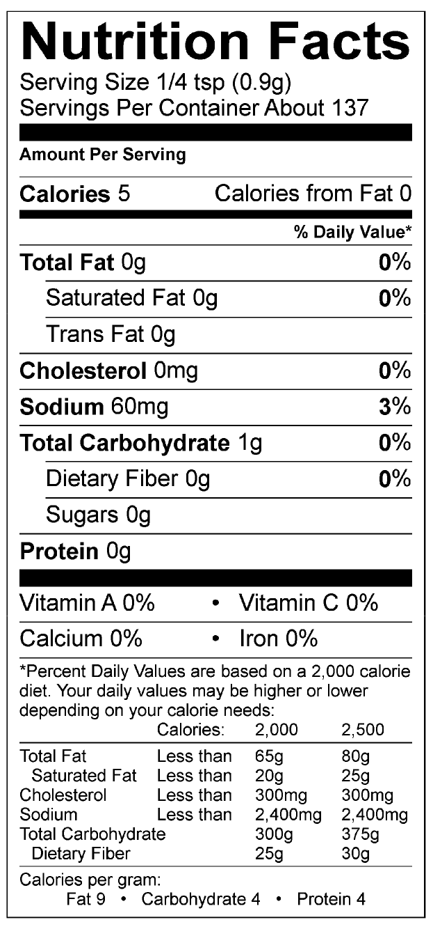 nutrition information