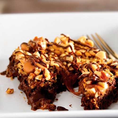 Warm Nutty Caramel Brownies